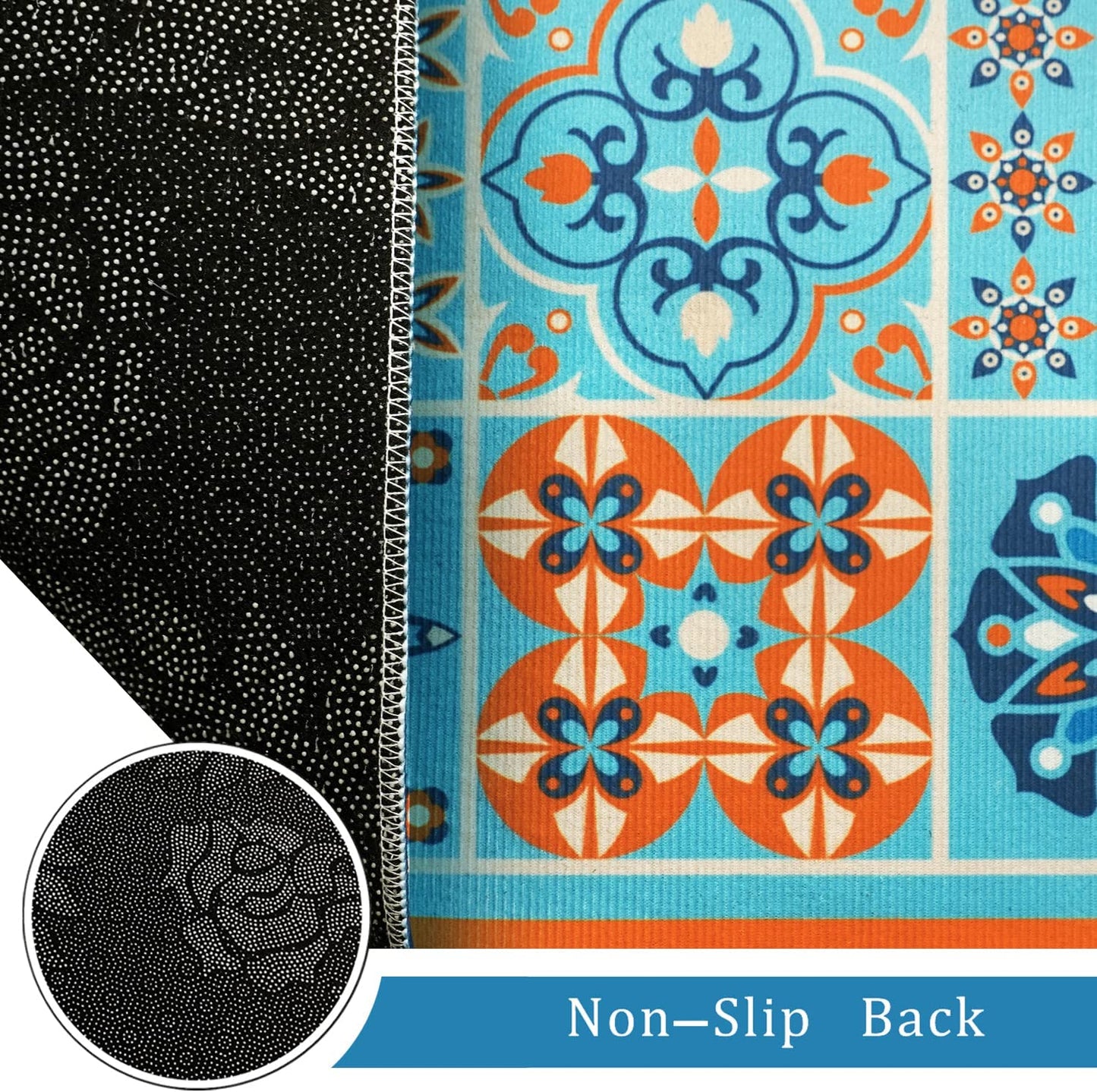 Set of 2- Plant Floral Butterfly Kitchen Rugs with Runner Decor Accessories Things - 17x30 and 17x48 Inch