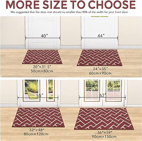 Washable Absorbent Resist Dirt Rubber Backing Non Slip Door Mats, 20"x31.5"(Aqua Haze)