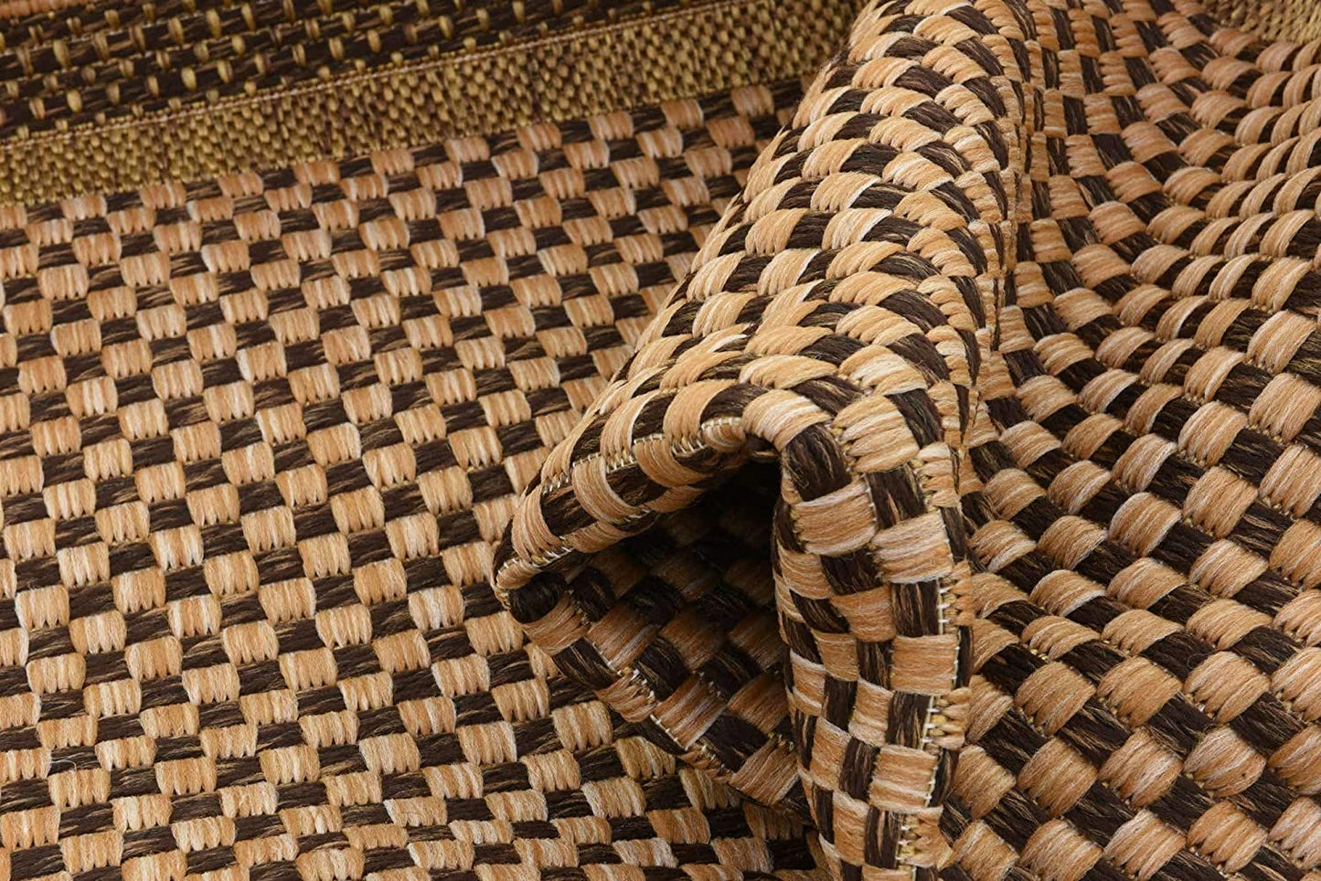 Outdoor Border Collection Solid Casual Transitional Light/Brown Area Rug