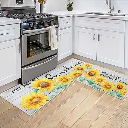 Non-Slip Backing Natural Design Throw Rug Lemon Design, 17"x48"+17"x24"