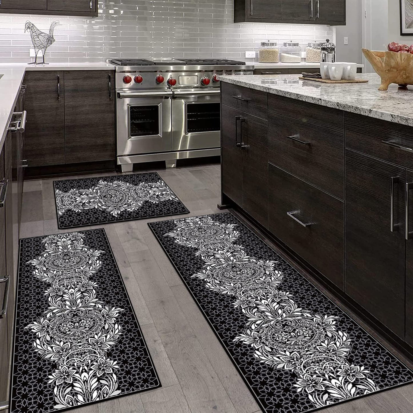 Set 3 Pieces Non Slip, Washable, Waterproof Kitchen Runner Rug (20"x 32"+ 20"x 48" + 20" x 62")