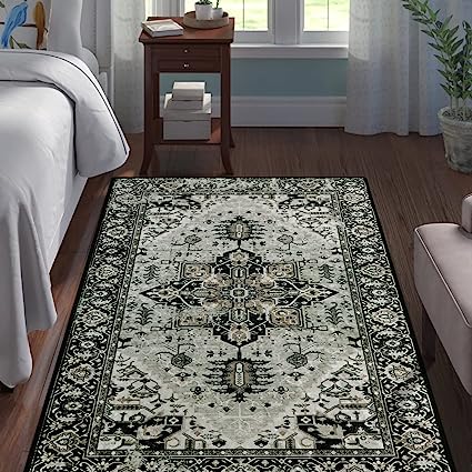 Non-Slip Distressed Vintage Persian Oriental, Small Accent Throw Low Pile Traditional Area Rug - 2' X 3'
