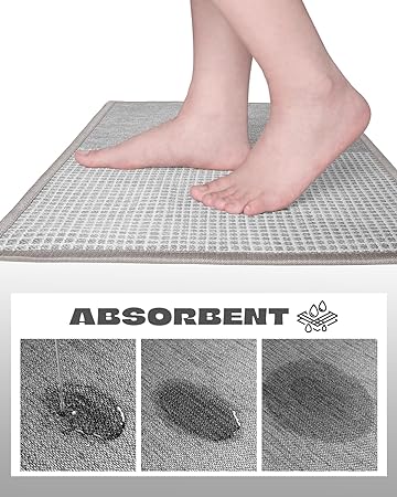 Non-Skid Kitchen Rugs Washable, Absorbent Runner Mat for Floor, Machine Washable Standing Mats for in Front of Sink, Door, Laundry, Entrance, Home (Black, 32"×17")