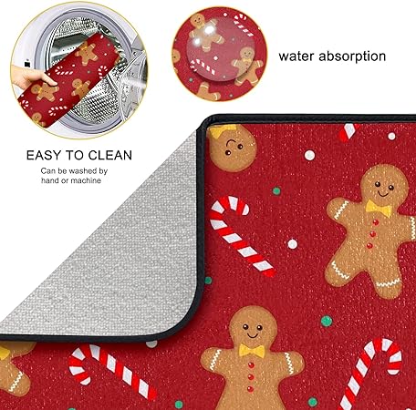 Absorbent Christmas Holiday Ball Dish Drying Mat for Kitchen Countertop, 16 X 18 Inch