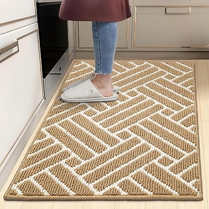 Non Slip Kitchen Runner Rug, Absorbent Resist Dirt Kitchen Floor Mat for Sink, Home, Door, Entrance, Outdoor, Machine Washable, 19.5"x31", Brown