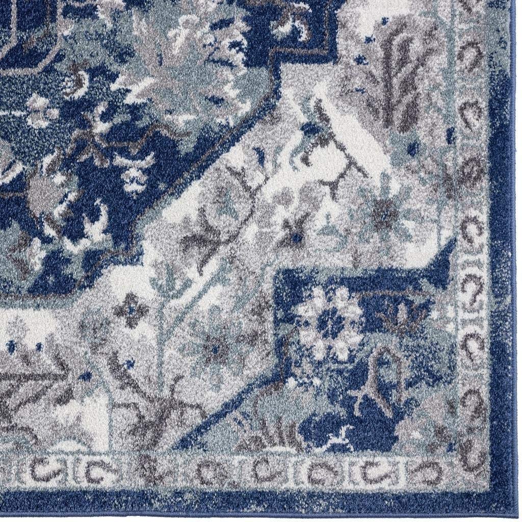 Hampstead Collection Dark Blue Orientral Soft Area Rug