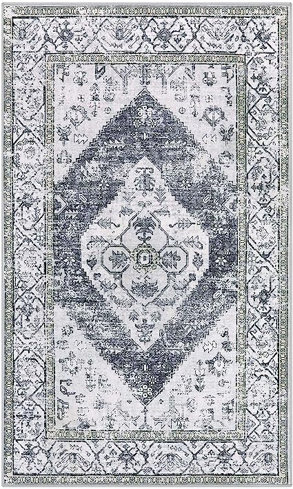 Non-Slip Distressed Vintage Persian Oriental, Small Accent Throw Low Pile Traditional Area Rug - 2' X 3'