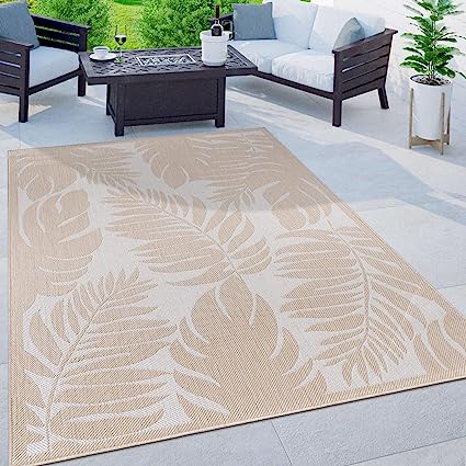 Salvora Floral Leaves Textured Flat Weave Easy Cleaning Outdoor Rugs - 2' x 3' Green