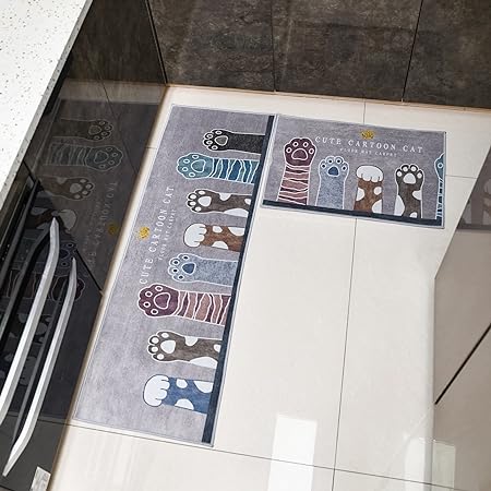 Printed Cushioned Non-Slip Kitchen Runner 2 PCS Set 16×24+16×47inch