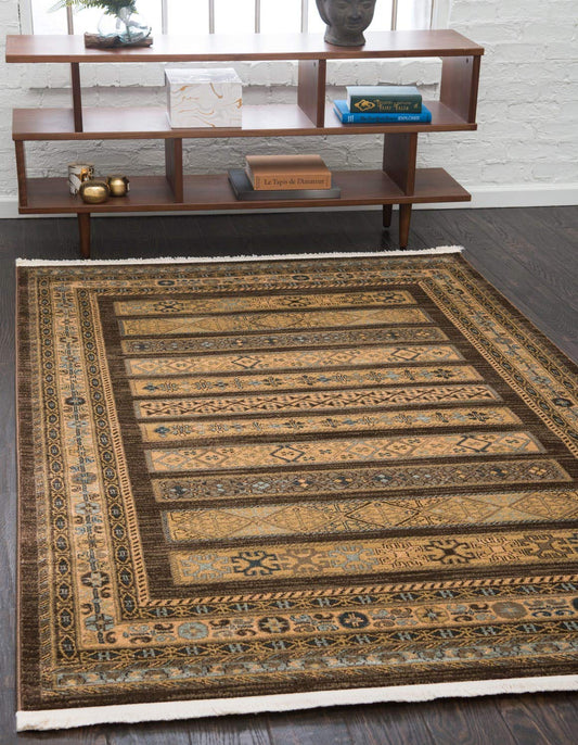 Tribal Pattern Brown Soft Area Rug