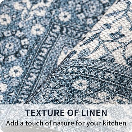 Non Skid Washable Absorbent Kitchen Runner Rugs 2 Pcs, 17"x32"+17"x48" (Brown)