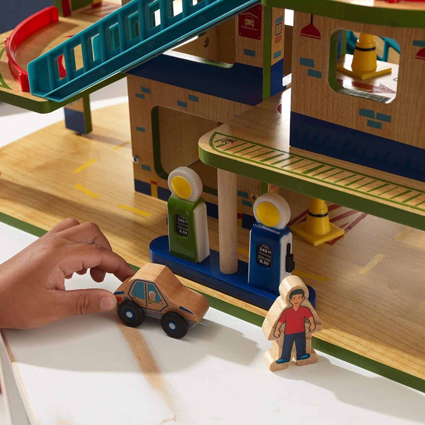 Wash N Go Wooden Car Garage Playset, Multi