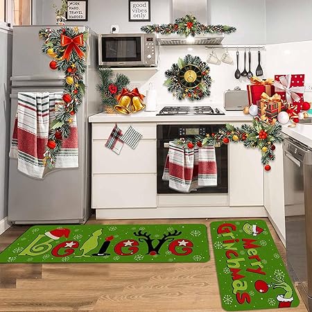 Green Monster Non Slip Christmas Kitchen Decoration, Set of 2