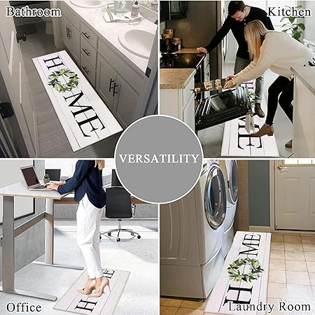 Washable Non-Skid  Kitchen Rugs Floor Mats for Home Farmhouse Office, Durable Hallway Laundry Runner Rug Sink Area Rug (18"x29"+18"x47")-Home Design