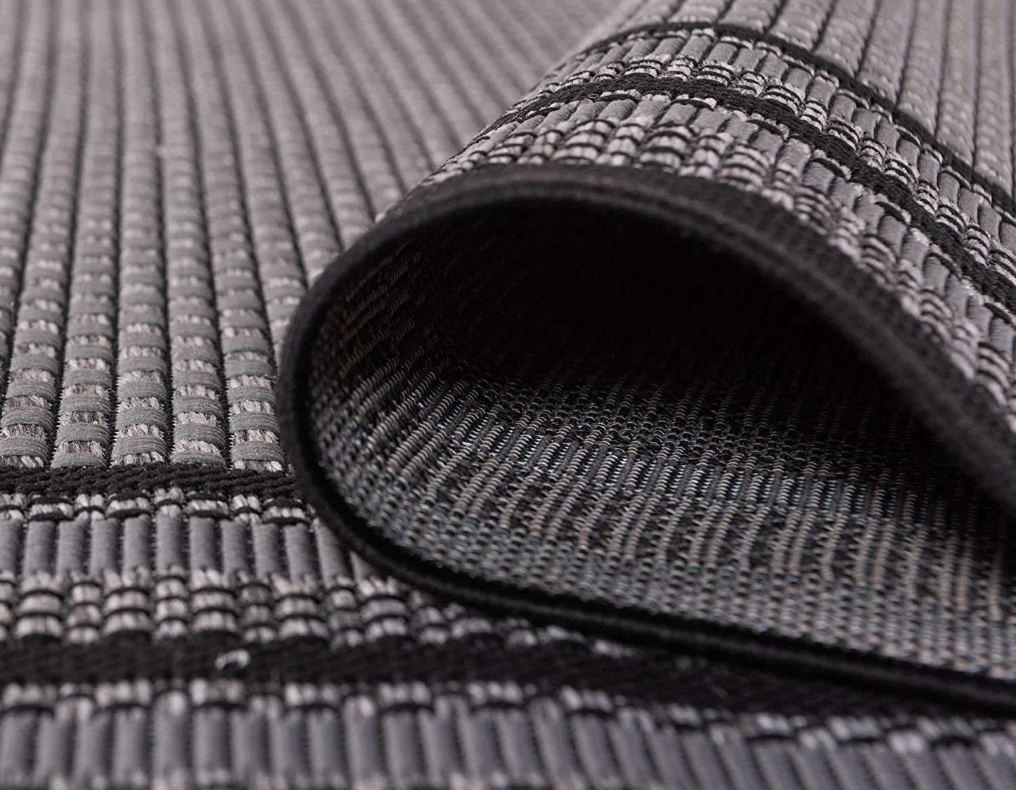 Outdoor Border Collection Solid Casual Transitional Indoor and Outdoor Flatweave Gray Area Rug