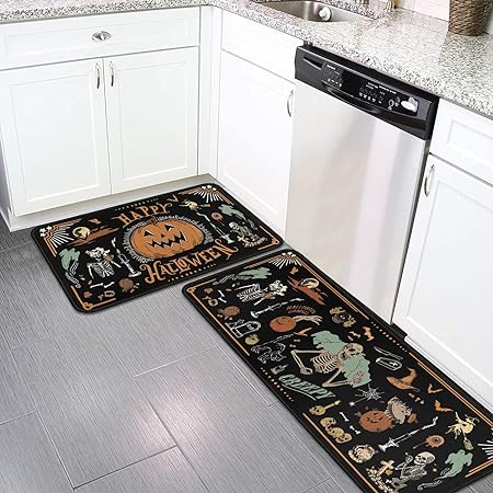 Non Slip Kitchen Rug Anti Fatigue Mats for Kitchen Floor Waterproof Washable Rug Runner for Kitchen Laundry17x30+17x47inch