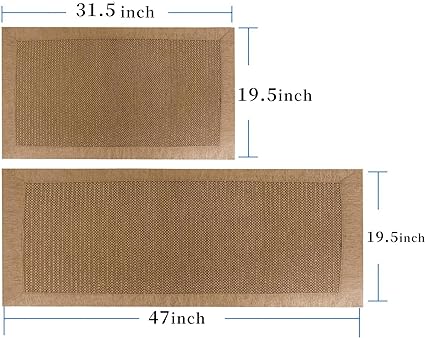 Non Skid Washable Absorbent Kitchen Runner Rugs 19.5"x31.5"+19.5"x47"