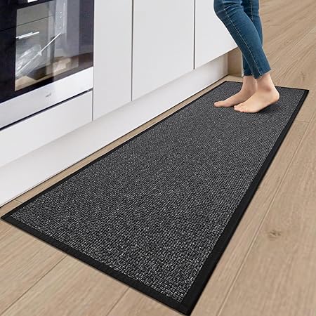 Non Skid Washable, Absorbent Kitchen Runner Rug, Kitchen Floor Mats for in Front of Sink, Laundry Room Rug, Doormat, Entryway Rugs Indoor(Black,20" x 32")