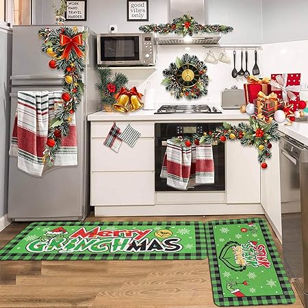 Green Monster Non Slip Christmas Kitchen Decoration, Set of 2
