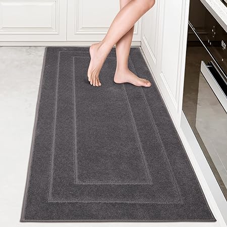 Machine Washable Kitchen Rug [2 PCS], Non-Slip/Skid Kitchen Runner Rugs & Floor Mats, Super Absorbent Soft Standing Mats for Kitchen, Sink & Laundry, Beige