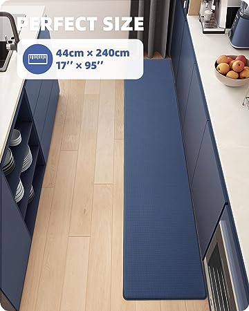 Cushioned Anti-Fatigue Kitchen Mat, Non Skid Waterproof Comfort Standing Kitchen Rugs and Mats, Memory Foam Kitchen mat, 17"x79", Black