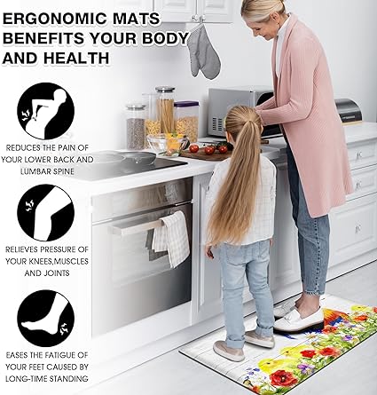 Non Skid Washable Anti Fatigue Mat Waterproof Cushioned Kitchen Matt for Standing 17.3"x29", Farmhouse