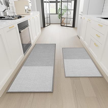 Non-Skid Kitchen Rugs Washable, Absorbent Runner Mat for Floor, Machine Washable Standing Mats for in Front of Sink, Door, Laundry, Entrance, Home (Black, 32"×17")