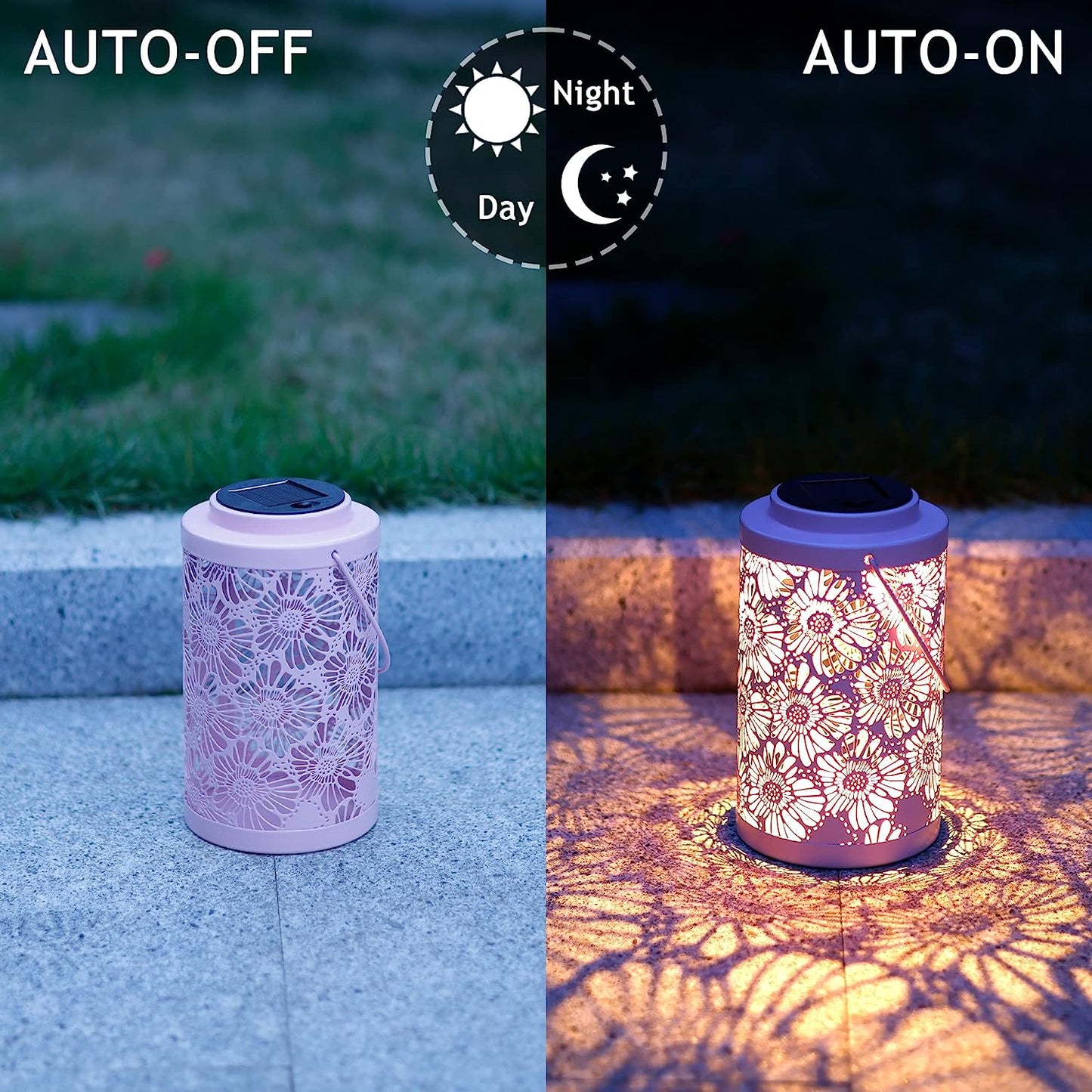 Solar Lantern Outdoor Waterproof, Hanging, Powered Lights, Backyard Porch Patio Balcony Teepee Lawn Pathway Tree-Flower