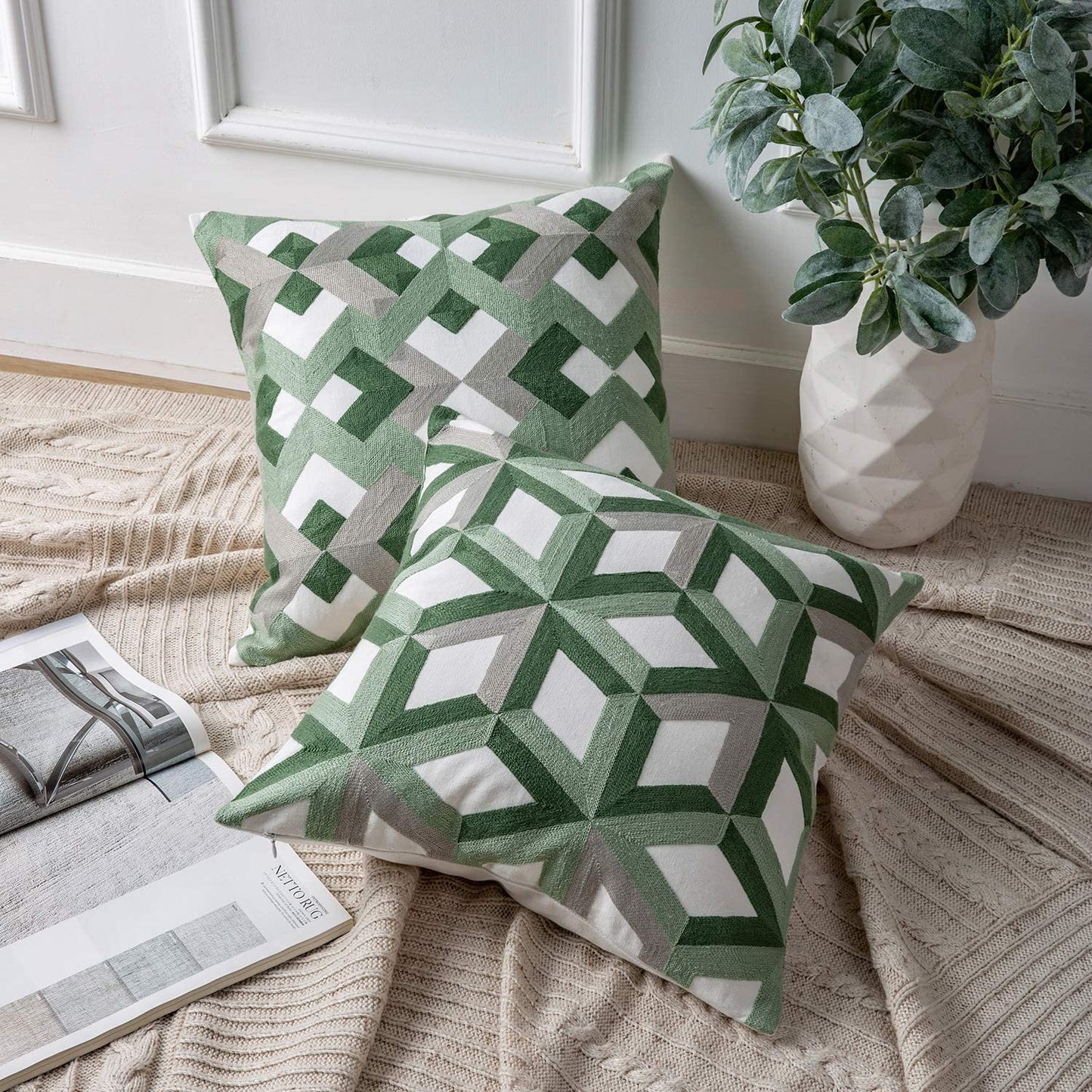 Set of 4 Geometric Series Throw Pillow Case Cushion Cover