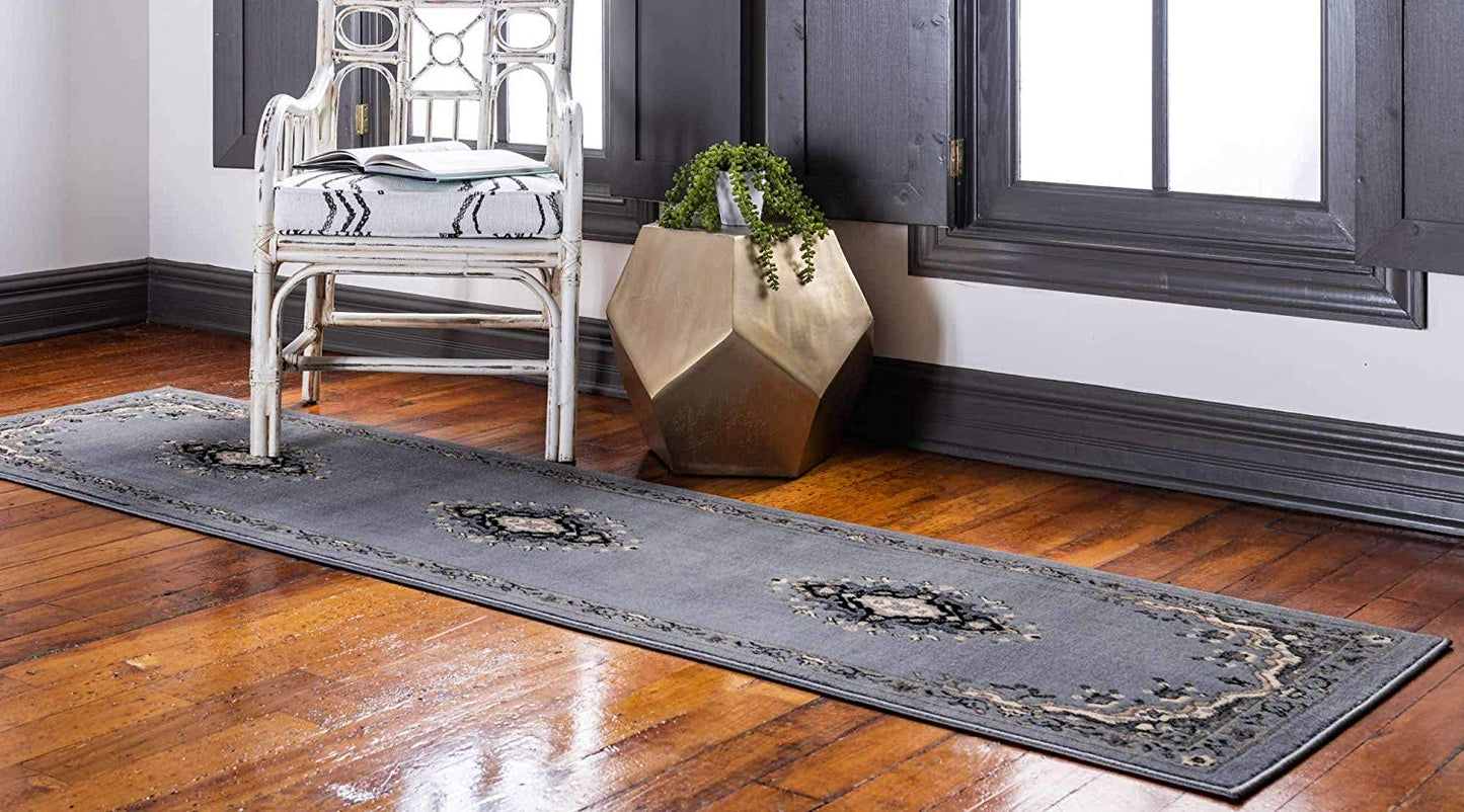 Traditional Medallion Gray Soft Area Rug