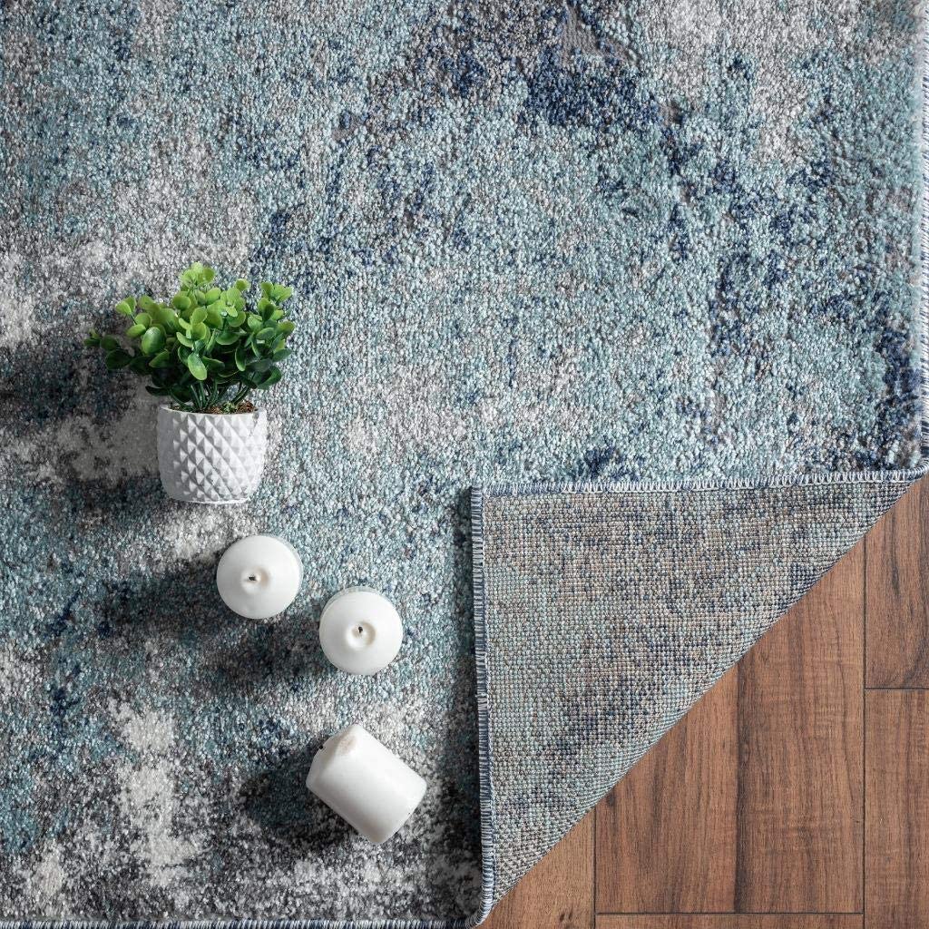 Lagos Collection Blue Art Deco Soft Area Rug