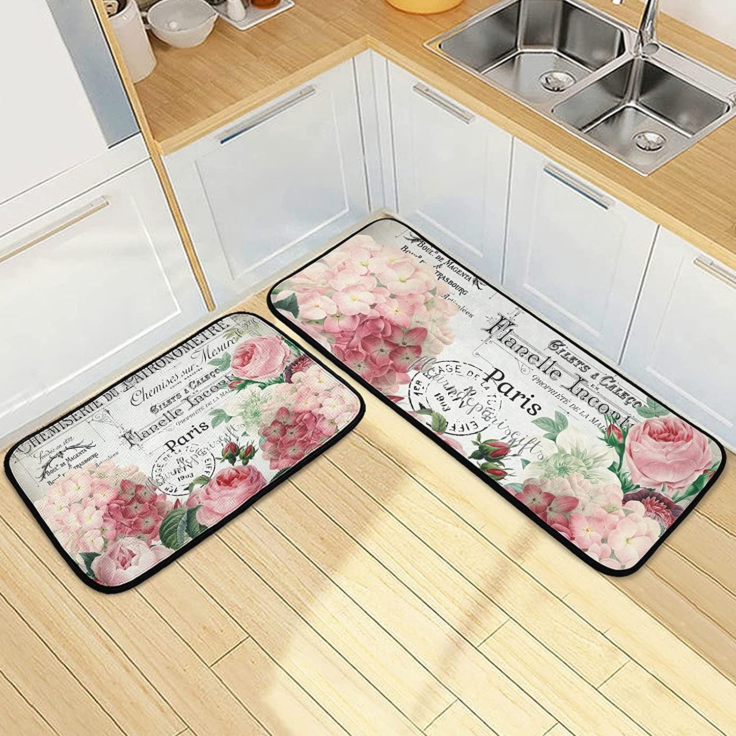 2 Pieces Honeycomb Beehive Wasp Bumblebee Anti Fatigue Kitchen Rug Set - 20"x28"+20"x47" 20"x28"+20"x47"