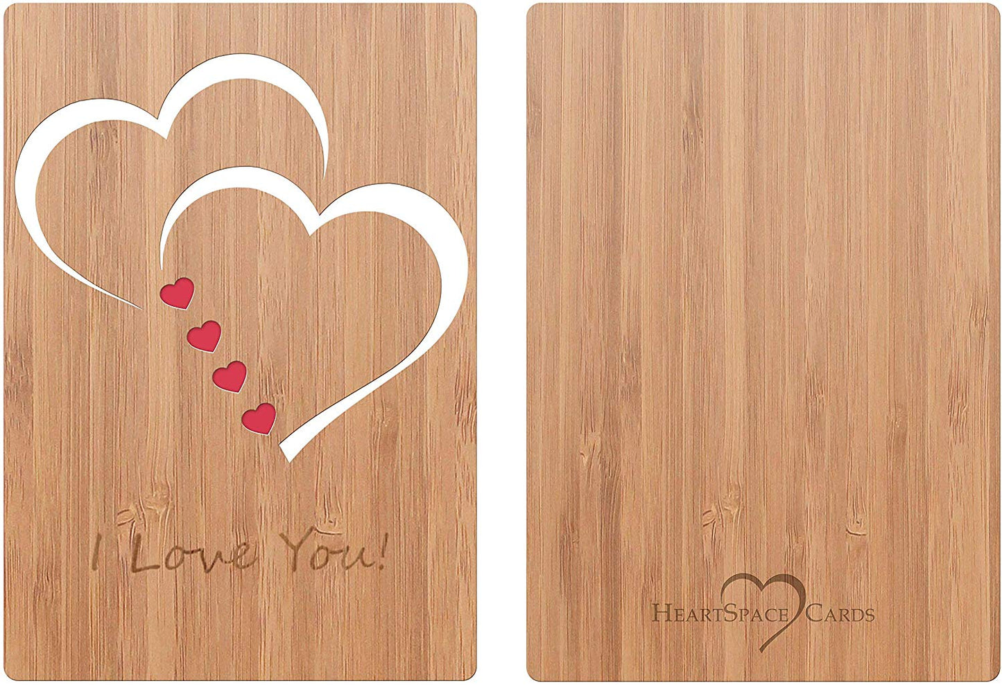 I Love You Card Handmade With Real Bamboo Greeting Cards For Any Occasion - Happy Valentines Day - Anniversary