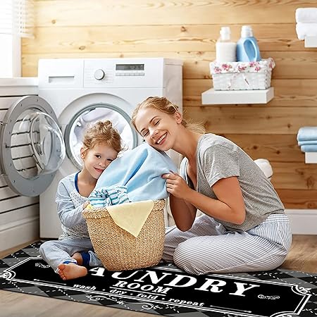 Laundry Room Rug 20"X59", Farmhouse Runner Rug Non Slip Waterproof Laundry Room Mat Floor Carpet for Kitchen, Washhouse, Mudroom