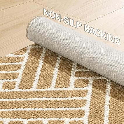 Non Slip Kitchen Runner Rug, Absorbent Resist Dirt Kitchen Floor Mat for Sink, Home, Door, Entrance, Outdoor, Machine Washable, 19.5"x31", Brown