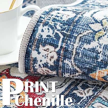 Persian Brick Red Vintage Foldable Thin Floral Print Floor Cover Retro Accent Rug