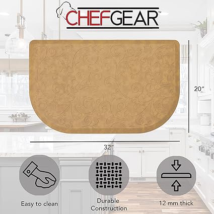 Anti-Fatigue Gelness Clarance Design Cushioned Faux Leather Comfort Chef Mat Skid-Resistant - Set of 2-17.5"x48" & 17.5"x28" Wedge - Dark Grey