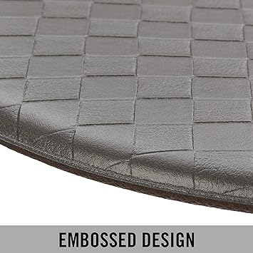 Anti Fatigue Kitchen Mat (17.5" x 32", Dark Grey Wedge) Half Circle Basketweave Design, Non-Slip Cushioned Comfort Chef Mat, Standing Desk Mat/Rug for Relief & Support