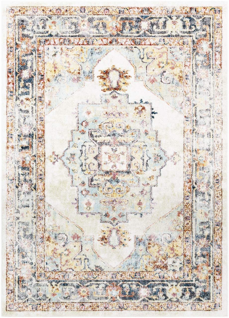 Medallion Ivory Multi Rustic Traditional Area Rug