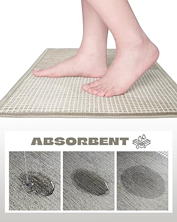 Non-Skid Kitchen Rugs Washable, Absorbent Runner Mat for Floor, Machine Washable Standing Mats for in Front of Sink, Door, Laundry, Entrance, Home (Black, 32"×17")