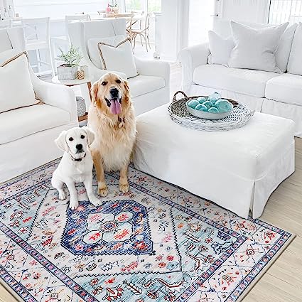 Non-Slip Distressed Vintage Persian Oriental, Small Accent Throw Low Pile Traditional Area Rug - 2' X 3'