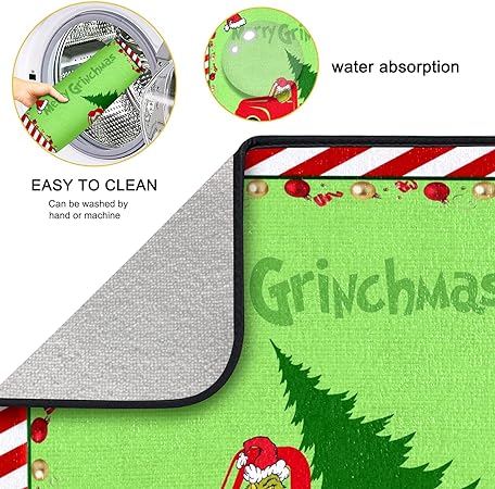 Absorbent Christmas Holiday Ball Dish Drying Mat for Kitchen Countertop, 16 X 18 Inch