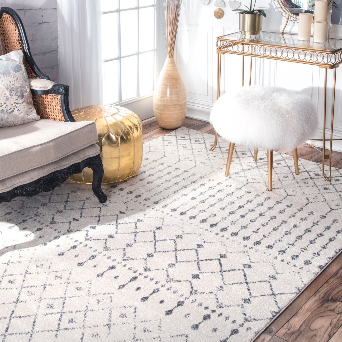 Premium Transitional Vintage Ivory Gray Area Rugs
