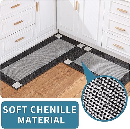 Washable Non Slip 2 Piece Absorbent Kitchen Floor Mats, 20"x32"+20"x48"