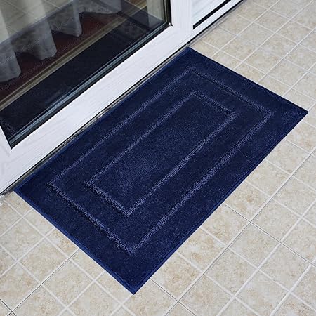 Anti-Slip Absorbent Machine Washable Entrance Mat, Navy Blue