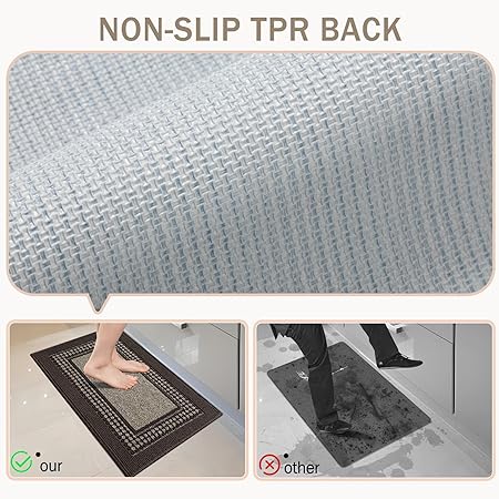 Machine Washable, Non Slip Absorbent Dirt-Resistant Durable Kitchen Runner Rug, 19.5"x31", Grey