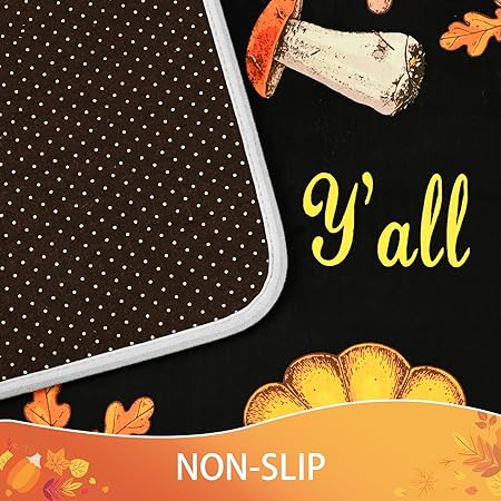 Thanksgiving Pumpkins Absorbent Washable Fall Kitchen Rug Set for Home, 17.3"x 30" +17.3"x 47"