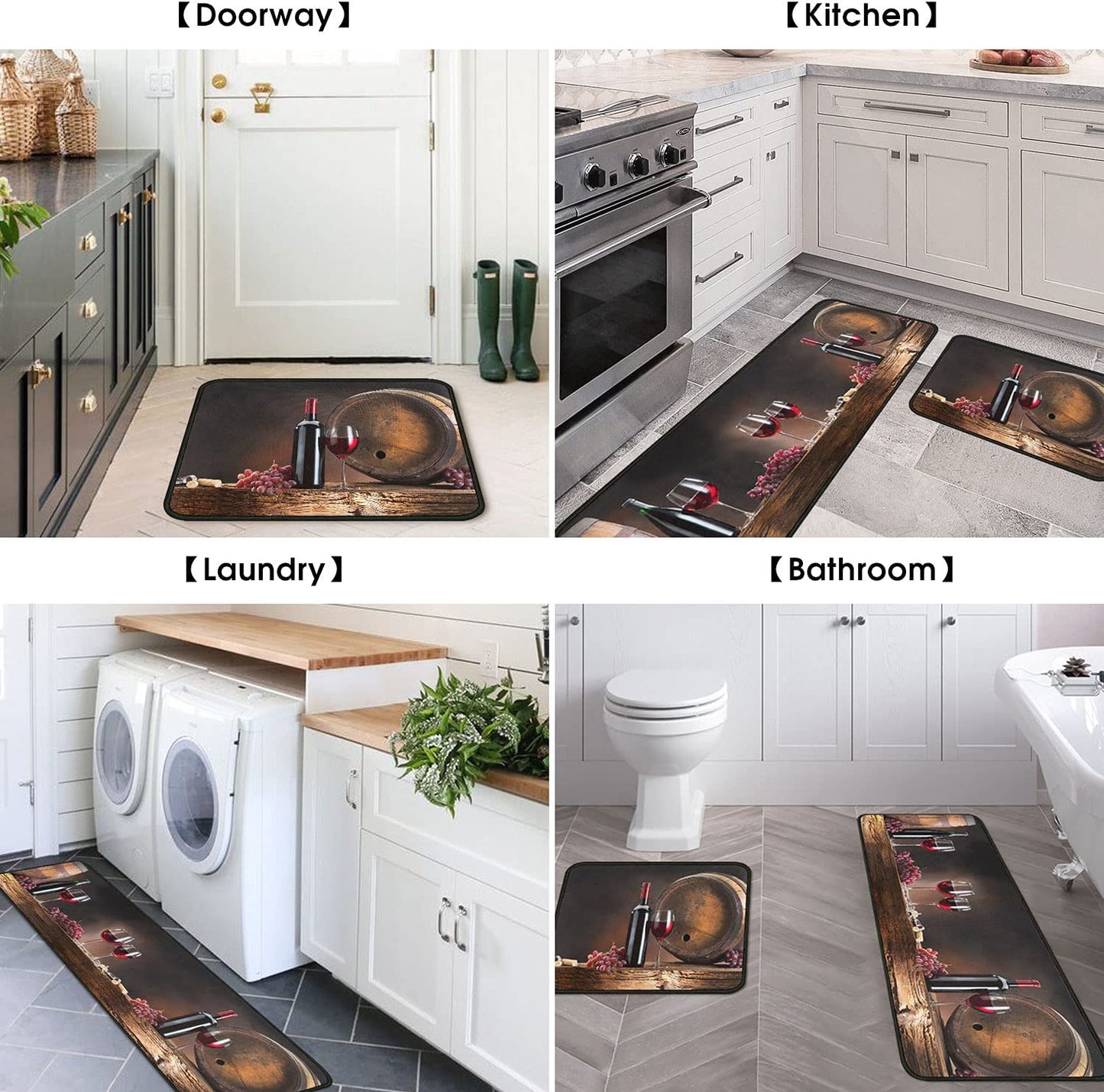 Set of 2 Wine Kitchen Decor Stain Resistant 17 x47.2+17inx30in