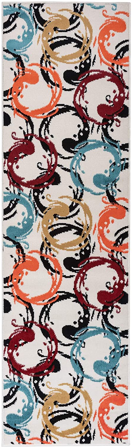 Pastel Collection Contemporary Polypropylene Indoor Multi-Color Area Rug