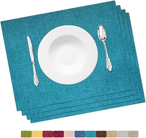 Placemat Set-Washable Elegant Table Mats for Dining Heat-Resistant Cloth Table. 13x19 - Pink